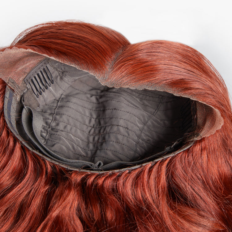 Tedhair 24 Inches 13"x4" Body Wavy Wear & Go Glueless #Redbrown Lace Frontal Wig-100% Human Hair