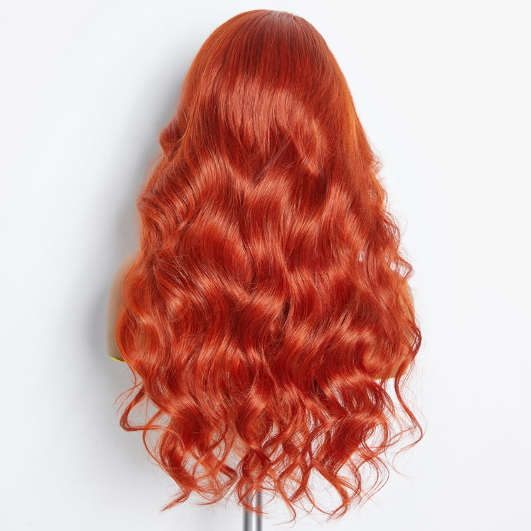 Tedhair 24 Inches 13"x4" Body Wavy Wear & Go Glueless #Orange Lace Frontal Wig-100% Human Hair