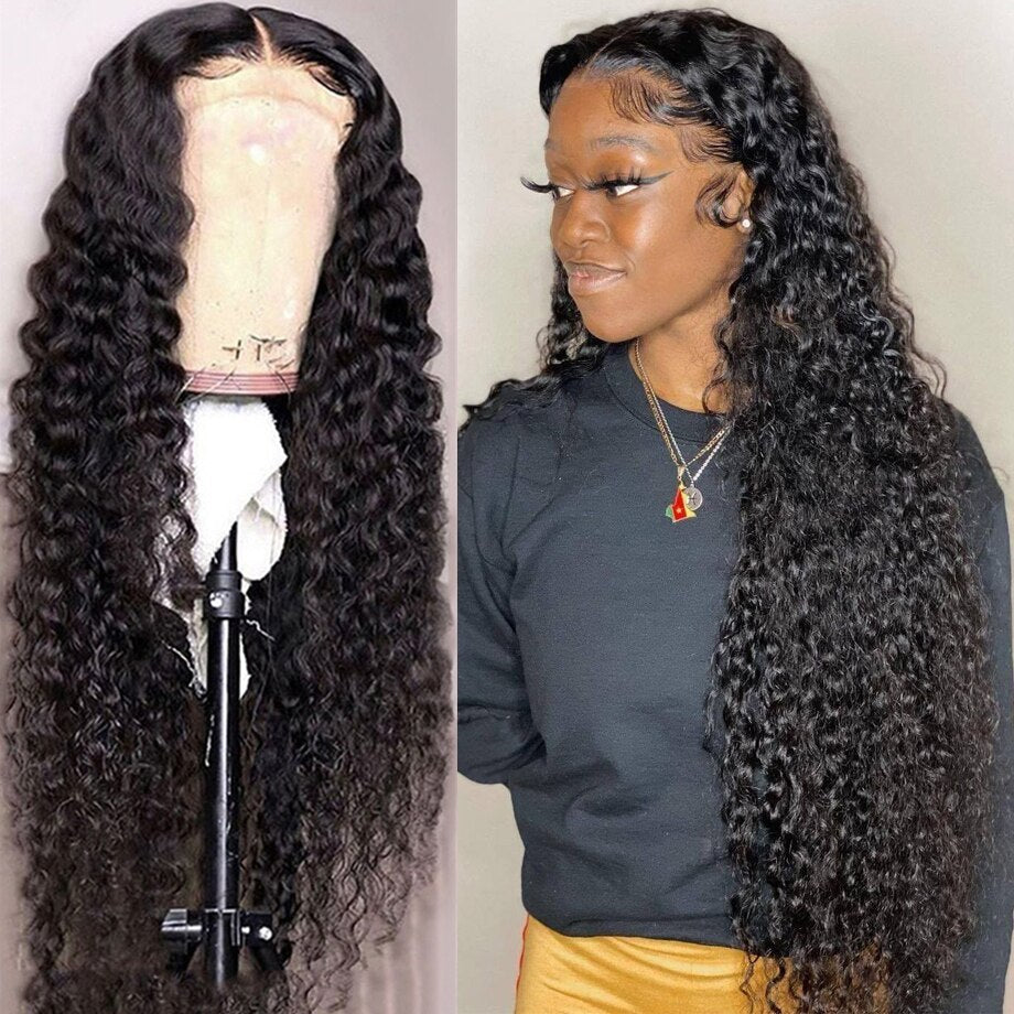 30 Inch Deep Wave Frontal Wig Transparent Lace 13x4 Curly Human Hair Wigs For Black Women Water Wave Lace Front Wig Closure Bob