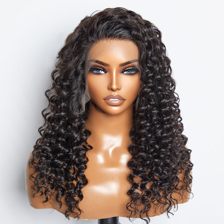 TedHair Glueless 3D Cap Pre-bleached Deep Wave 13x4 Transparent Lace Front Wig 150% Density