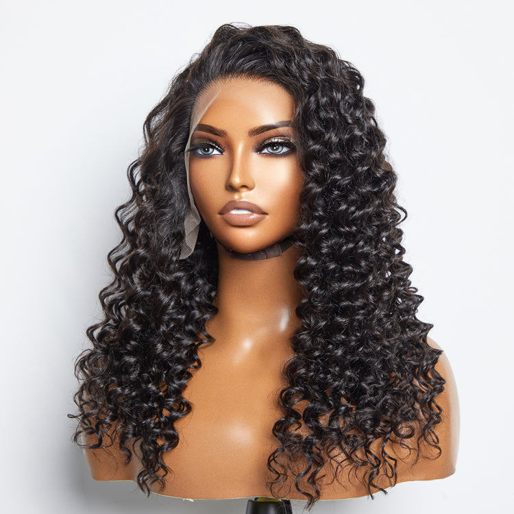 TedHair Glueless 3D Cap Pre-bleached Deep Wave 13x4 Transparent Lace Front Wig 150% Density