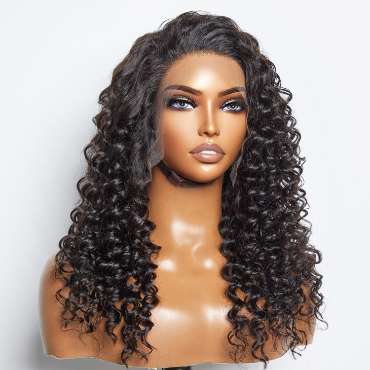 TedHair Glueless 3D Cap Pre-bleached Deep Wave 13x4 Transparent Lace Front Wig 150% Density