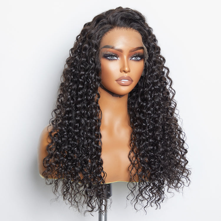 TedHair 13x6 Glueless 3D Cap Pre-bleached Water Wave Transparent Lace Front Wig 150% Density