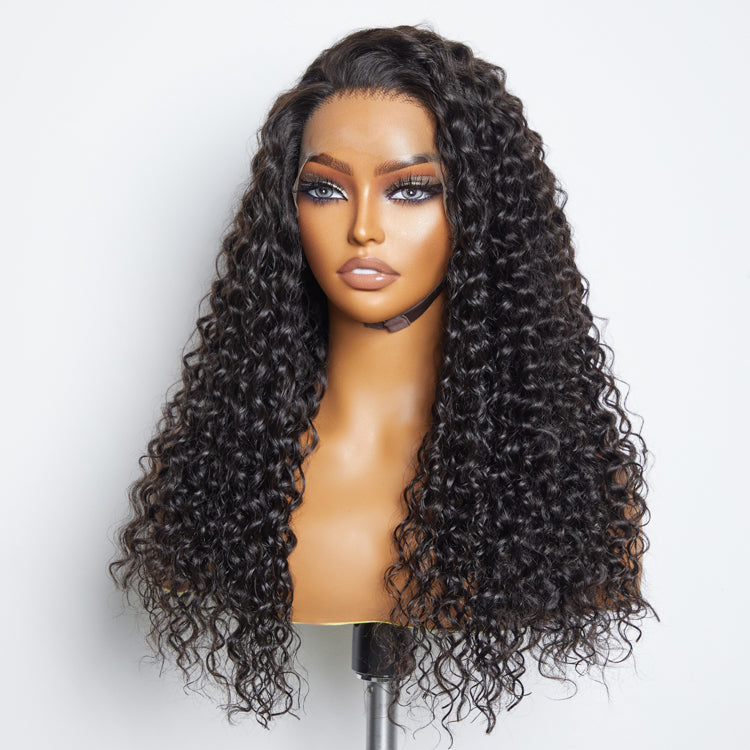 TedHair 13x6 Glueless 3D Cap Pre-bleached Water Wave Transparent Lace Front Wig 150% Density