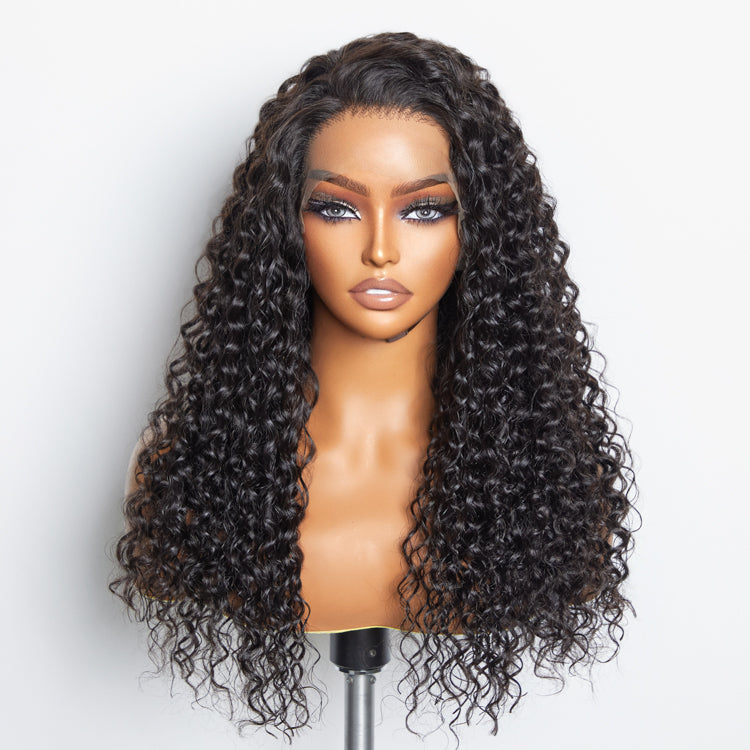 TedHair 13x6 Glueless 3D Cap Pre-bleached Water Wave Transparent Lace Front Wig 150% Density