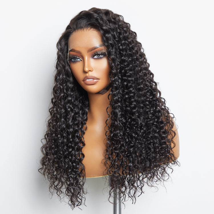 TedHair 13x6 Glueless 3D Cap Pre-bleached Water Wave Transparent Lace Front Wig 150% Density