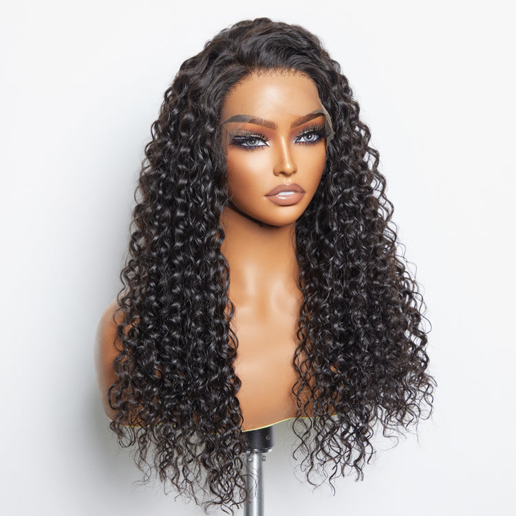 TedHair 13x6 Glueless 3D Cap Pre-bleached Water Wave Transparent Lace Front Wig 150% Density