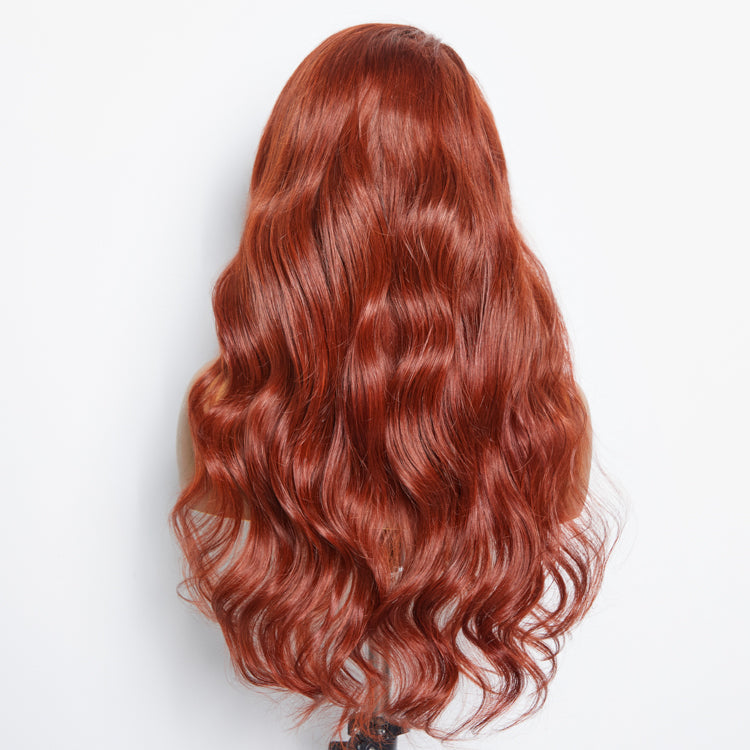 Tedhair 24 Inches 13"x4" Body Wavy Wear & Go Glueless #Redbrown Lace Frontal Wig-100% Human Hair
