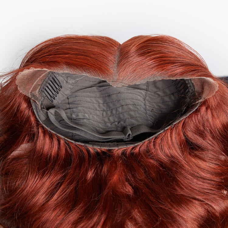 Tedhair 24 Inches 13"x4" Body Wavy Wear & Go Glueless #Redbrown Lace Frontal Wig-100% Human Hair