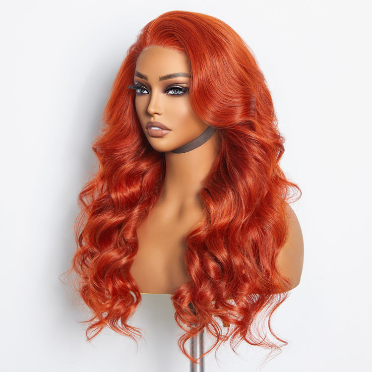 Tedhair 24 Inches 13"x4" Body Wavy Wear & Go Glueless #Orange Lace Frontal Wig-100% Human Hair