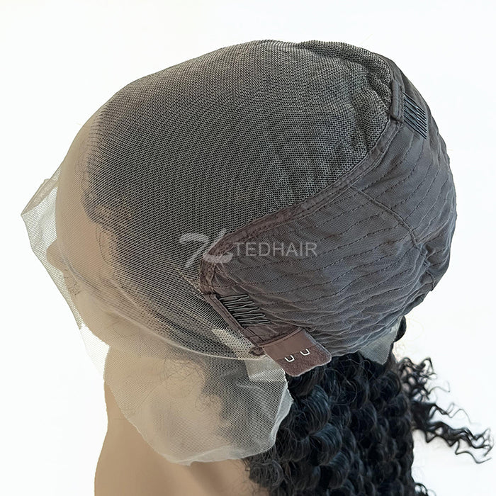 TedHair 13x6 Glueless 3D Cap Pre-bleached Deep Curly Transparent Lace Front Wig 150% Density