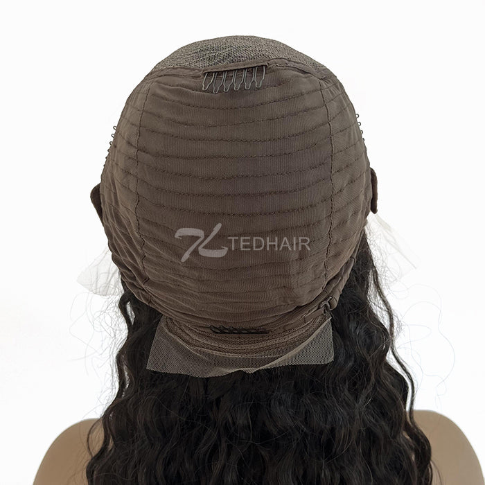 TedHair 13x6 Glueless 3D Cap Pre-bleached Water Wave Transparent Lace Front Wig 150% Density