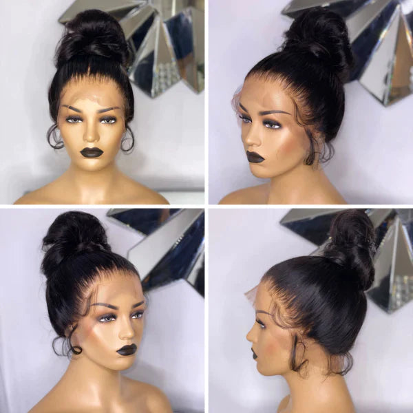 TedHair 20-24 Inches Full Lace Wig Classy Natural Black Body Wave Free Parting Long Wig-100% Human Hair