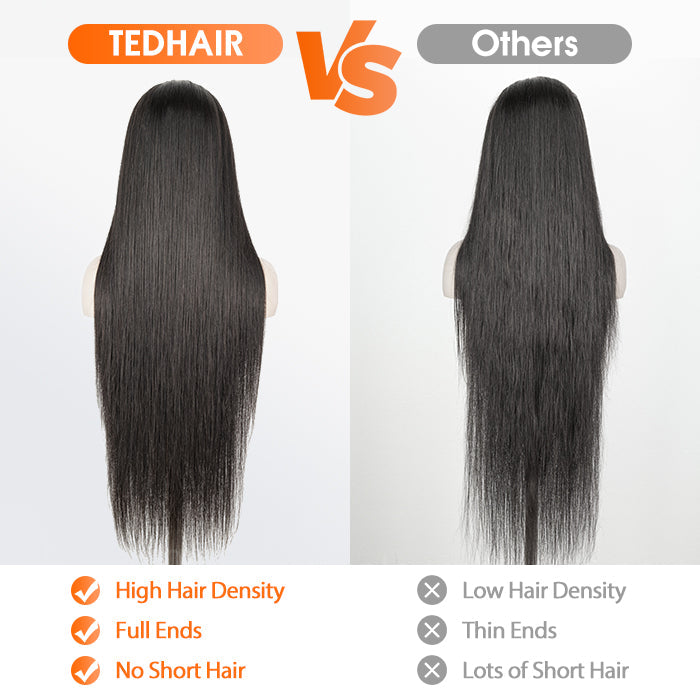 TedHair 13x6 Glueless 3D Cap Pre-bleached Straight Transparent Lace Front Wig 150% Density