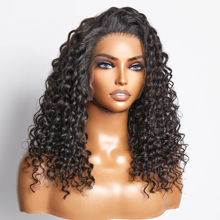 TedHair Glueless 3D Cap Pre-bleached Deep Curly 13x4 Transparent Lace Front Wig 150% Density