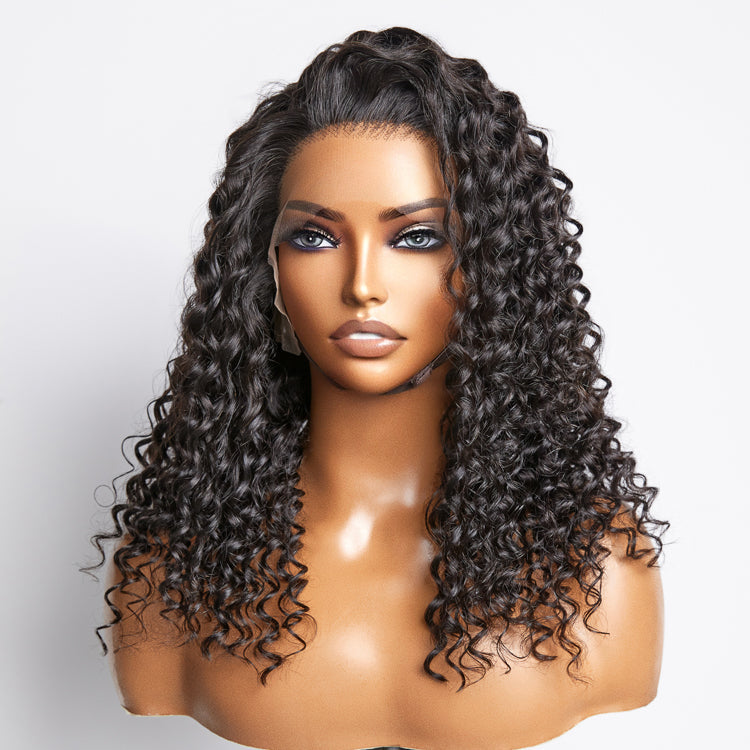 TedHair Glueless 3D Cap Pre-bleached Deep Curly 13x4 Transparent Lace Front Wig 150% Density