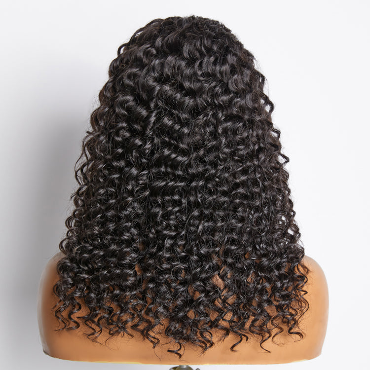 TedHair Glueless 3D Cap Pre-bleached Deep Curly 13x4 Transparent Lace Front Wig 150% Density