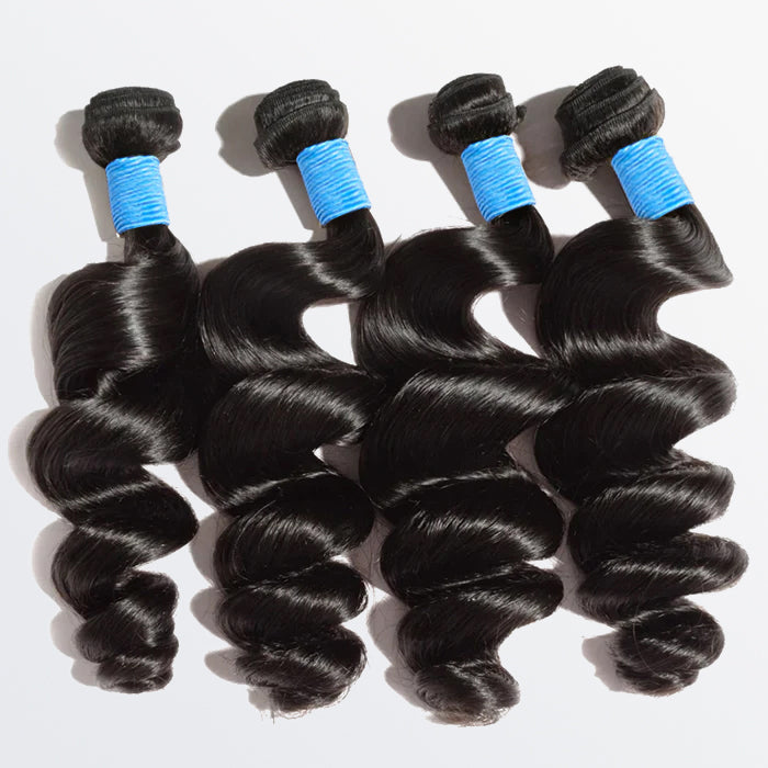 TedHair 10-30 Inch Loose Wavy Virgin Brazilian Hair #1B Natural Black
