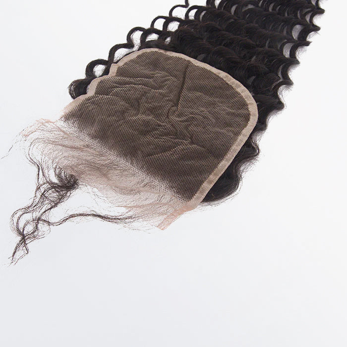 TedHair 12-20 Inch 5" x 5" Deep Curly Free Parted Lace Closure #1B Natural Black