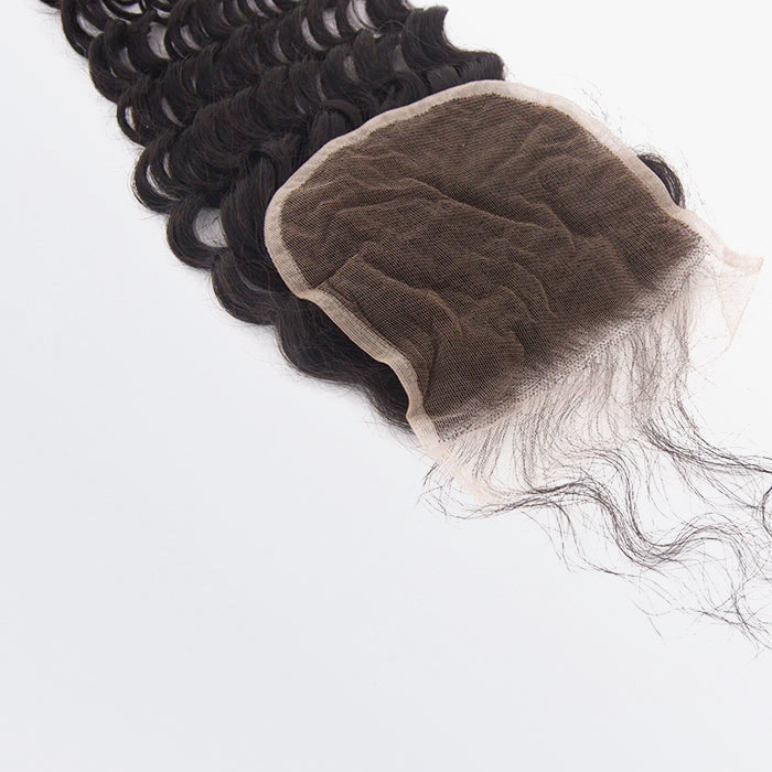 TedHair 14-20 Inch 5" x 5" Deep Wavy Free Parted Lace Closure #1B Natural Black