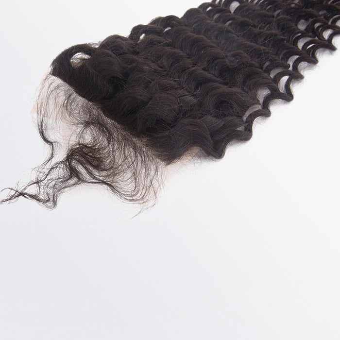 TedHair 12-20 Inch 5" x 5" Deep Curly Free Parted Lace Closure #1B Natural Black