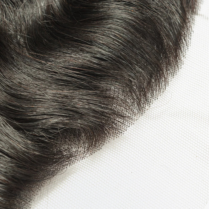 TedHair 14-20 Inch 13" x 4" Natural Wavy Free Parted Frontal #1B Natural Black