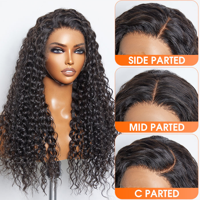 TedHair Glueless 3D Cap Pre-bleached Water Wave 13x4 Transparent Lace Front Wig 150% Density