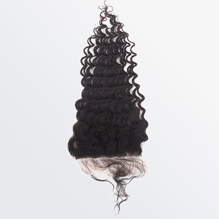 TedHair 12-20 Inch 5" x 5" Deep Curly Free Parted Lace Closure #1B Natural Black