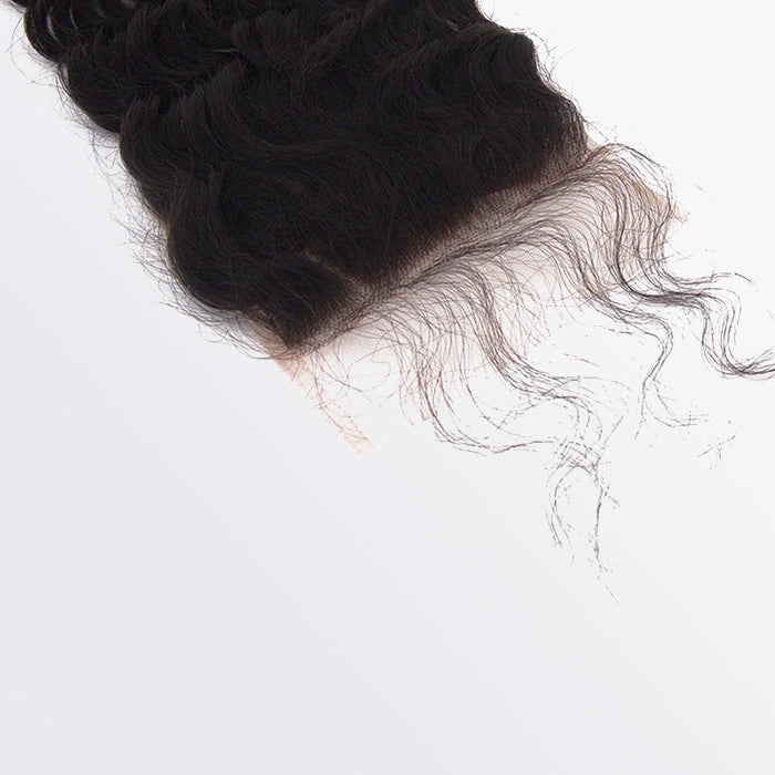 TedHair 14-20 Inch 5" x 5" Deep Wavy Free Parted Lace Closure #1B Natural Black