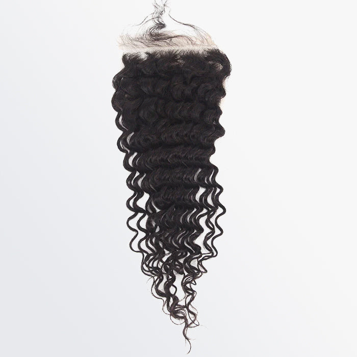 TedHair 12-20 Inch 5" x 5" Deep Curly Free Parted Lace Closure #1B Natural Black