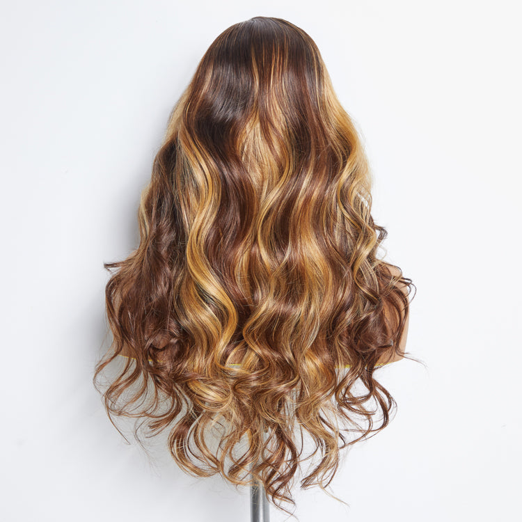 Tedhair 24 Inches 13"x4"  Body Wavy Wear & Go Glueless #4/27 Lace Frontal Wig-100% Human Hair