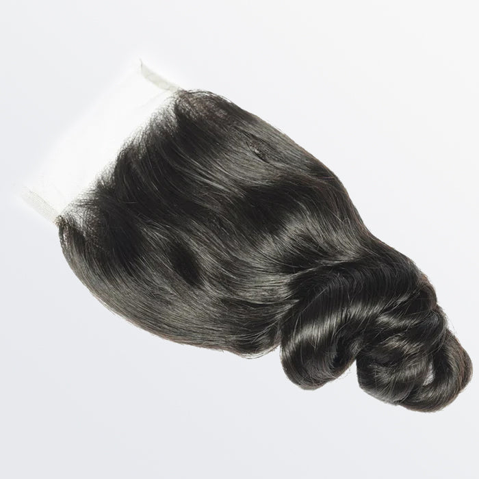 TedHair 14-20 Inch 4" x 4" Loose Wavy Free Parted Lace Closure #1B Natural Black