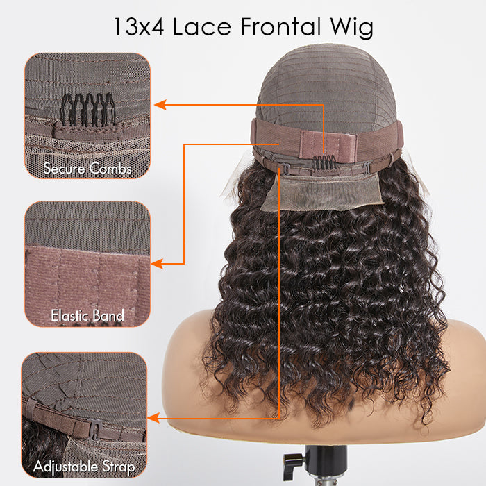 TedHair Glueless 3D Cap Pre-bleached Deep Curly 13x4 Transparent Lace Front Wig 150% Density