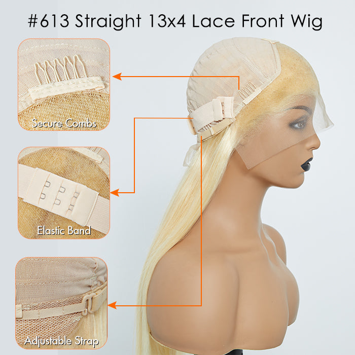 Tedhair 16-30 Inch Pre-Plucked 13"x4" #613 Straight Lace Frontal Wig 150% Density