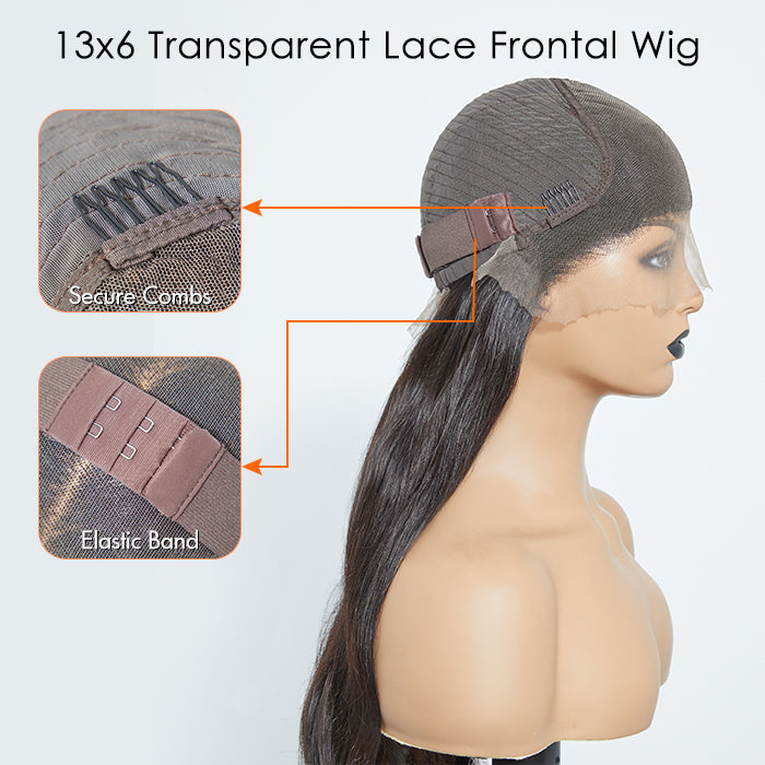 TedHair 13x6 Glueless 3D Cap Pre-bleached Body Wave Transparent Lace Front Wig 150% Density