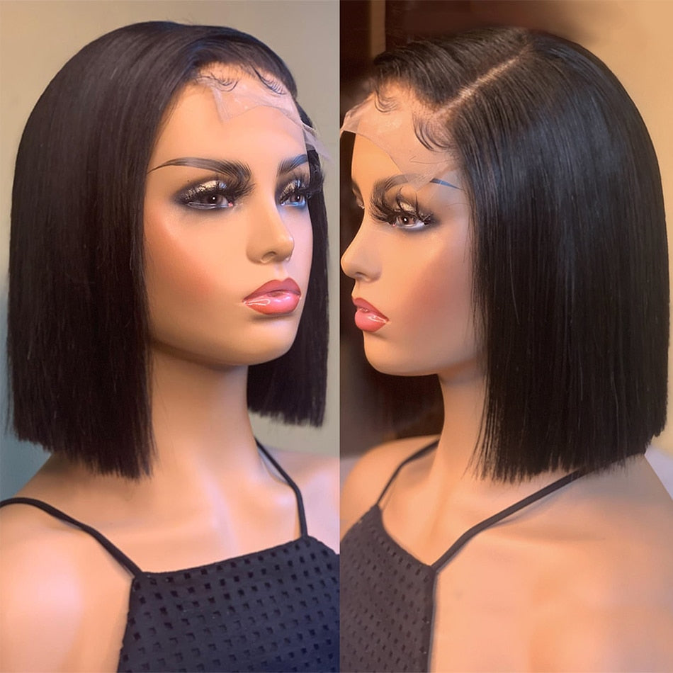 Jaycee 4x4 Short Bob Wigs Lace Closure Wig Straight Human Hair Wigs For Black Women 150% Brazilian Hair Perruque Cheveux Humain