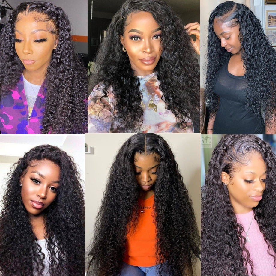 30 Inch Deep Wave Frontal Wig Transparent Lace 13x4 Curly Human Hair Wigs For Black Women Water Wave Lace Front Wig Closure Bob