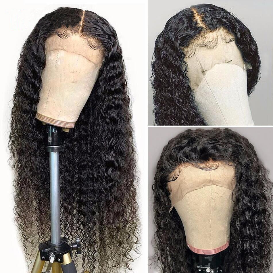 Transparent Deep Wave Frontal Wig Lace Front Human Hair Wigs For Women Wet And Wavy Human Hair Wig Curly Brazilian Deep Wave Wig