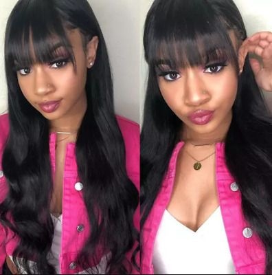 Rebecca Human Hair Wigs With Bangs Body Wave Wigs With Bang Wet Wavy  Remy Hair Long Hair Natural Color Wig With Bangs For Women