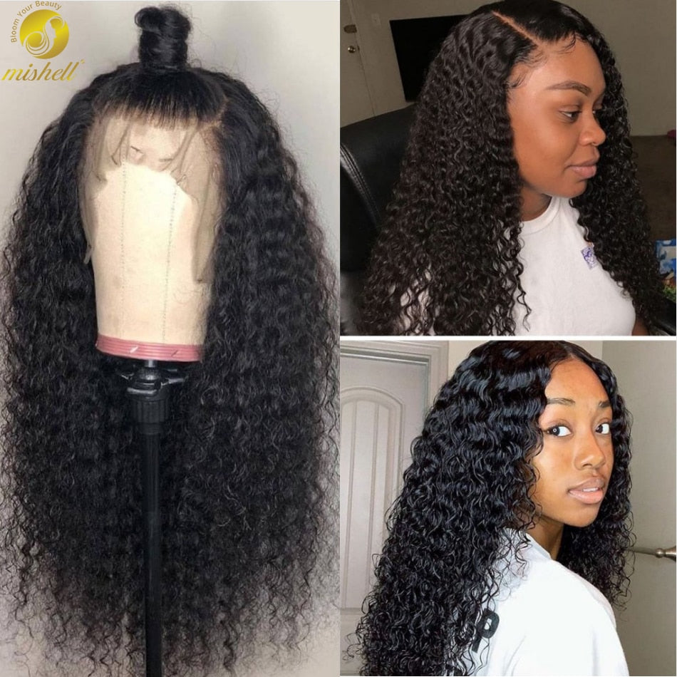 Mishell Curly Short Bob 13x4 Lace Front Human Hair Wigs PrePlucked For Black Women Kinky Deep Water Wave Frontal Virgin Wig