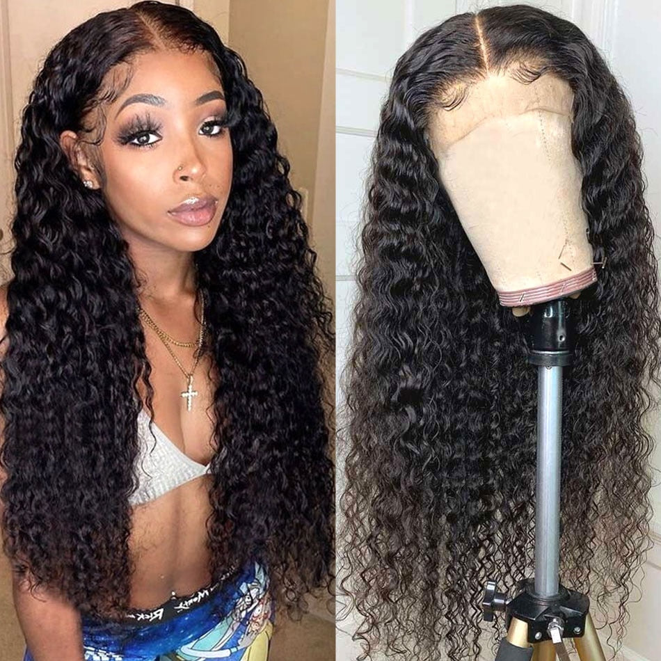 Transparent Deep Wave Frontal Wig Lace Front Human Hair Wigs For Women Wet And Wavy Human Hair Wig Curly Brazilian Deep Wave Wig