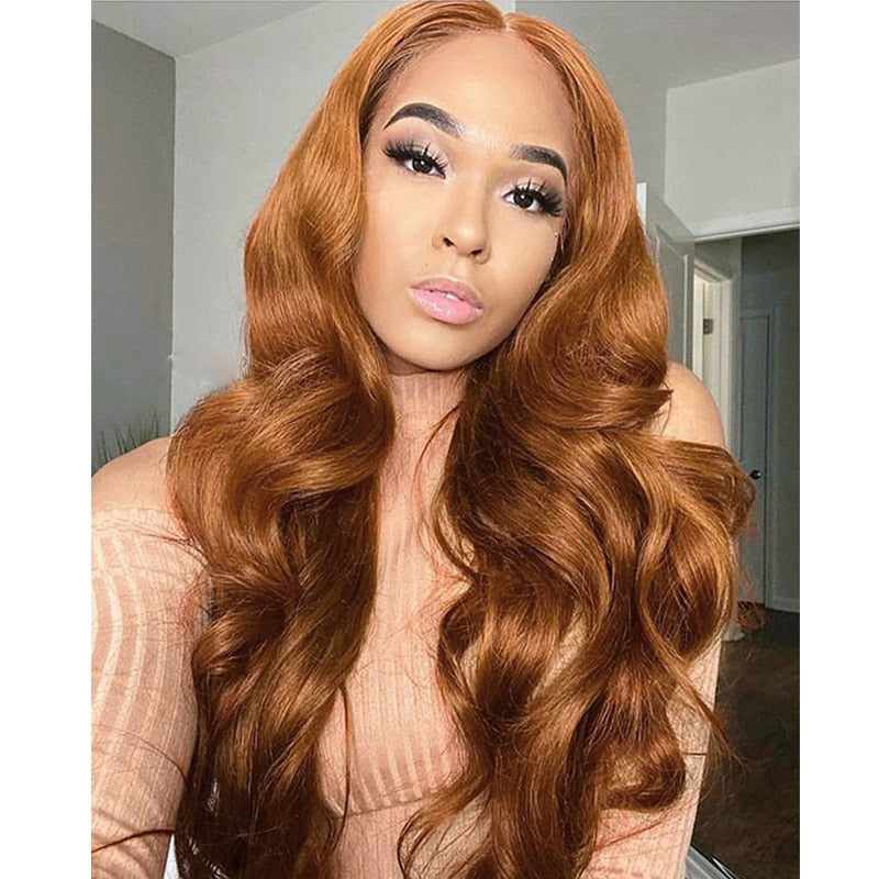 Blonde Highlight Lace Front Human Hair Wigs Body Wave Transparent Lace Frontal Wigs Peruvian Ginger Lace Front Wigs Orange Remy