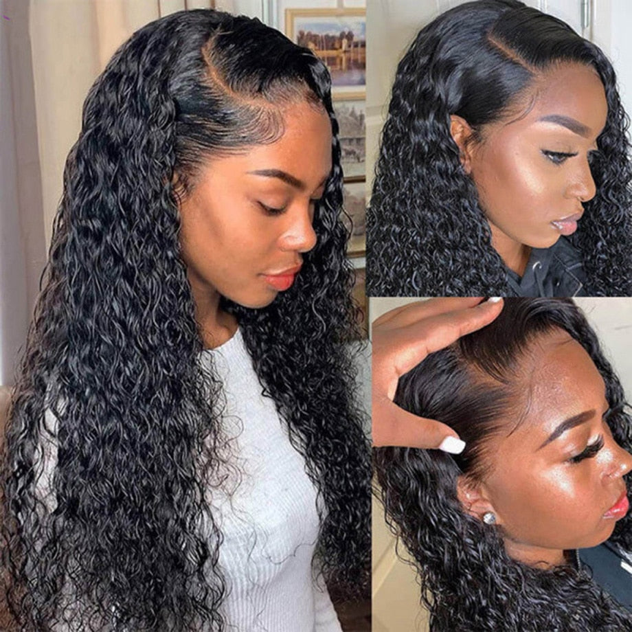 Water Wave Lace Front Wig Human Hair Wigs For Black Women Brazilian Hair 30 Inch Wet  And Wavy HD Loose Deep Wave Frontal Wig