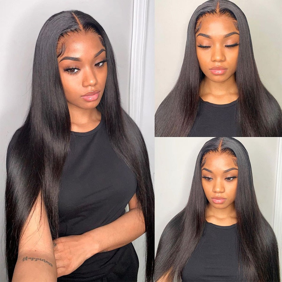 4x4 13x4 Lace Front Human Hair Wigs For Women Brazilian Pre plucked Straight Human Hair Lace Frontal Wigs Remy Lace Closure Wigs