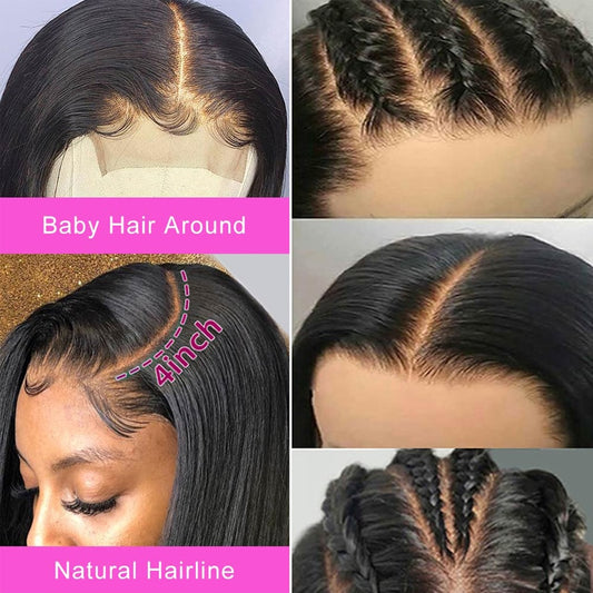 Zwjsh Straight Hair 4x4 Lace Front Wig Human Hair Wigs Pre Plucked Peruvian Straight Lace Front Human Hair Wigs For Women