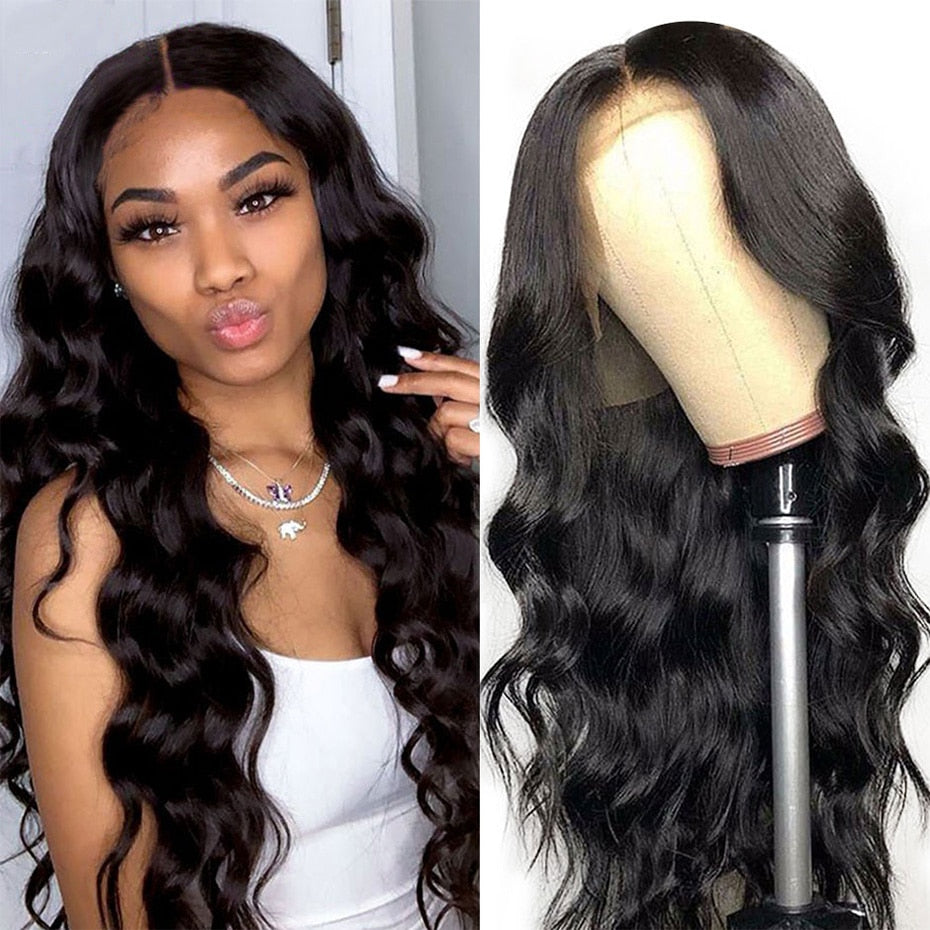 Brazilian Body Wave Human Hair Wigs For Women Body Wave Transparent Lace Front Wigs Remy Pre plucked Wavy Body Wave Wigs